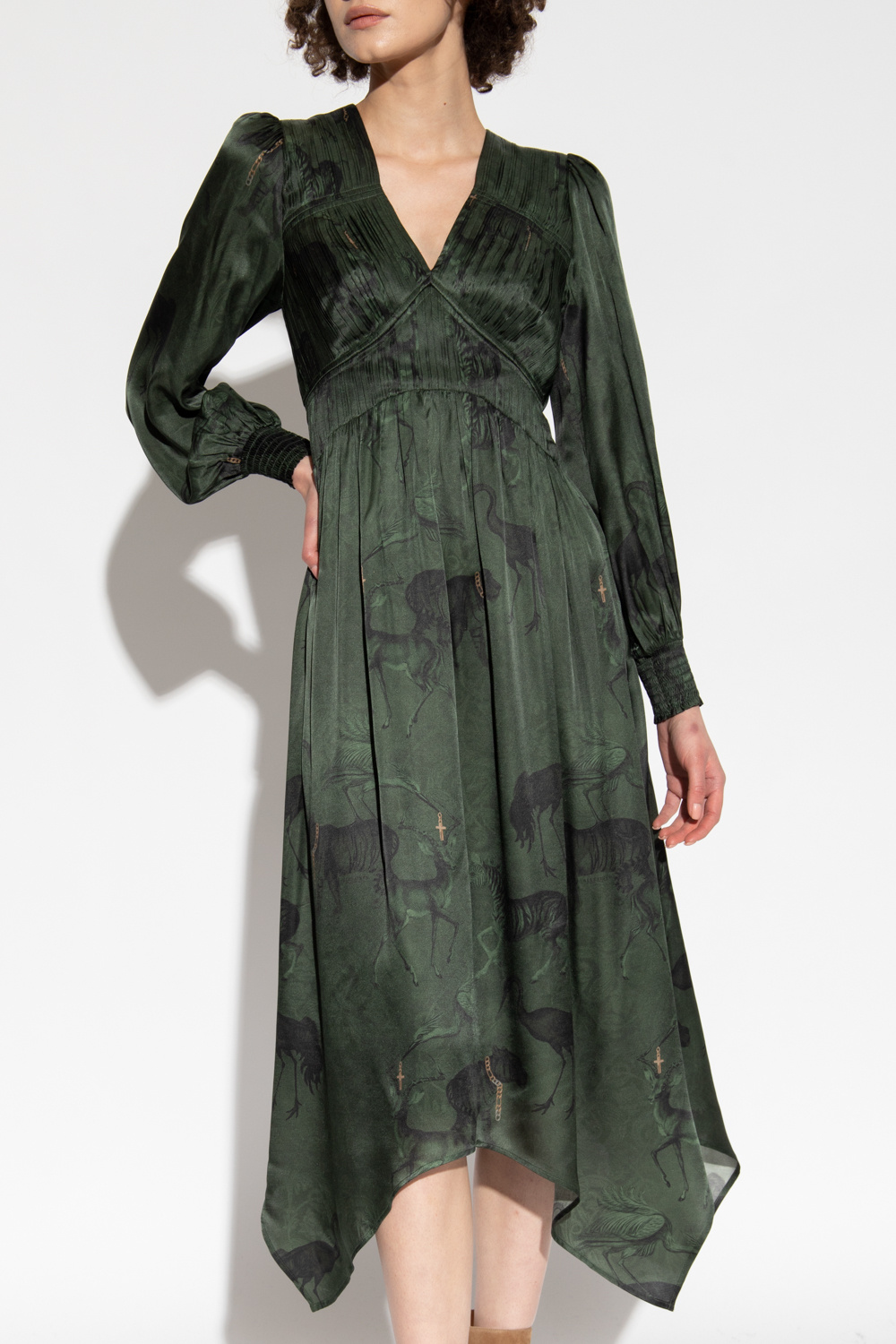 Green ‘Estelle’ satin dress AllSaints Vitkac Germany